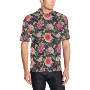 Dahlia Pattern Print Design Dh02 Men Polo Shirt