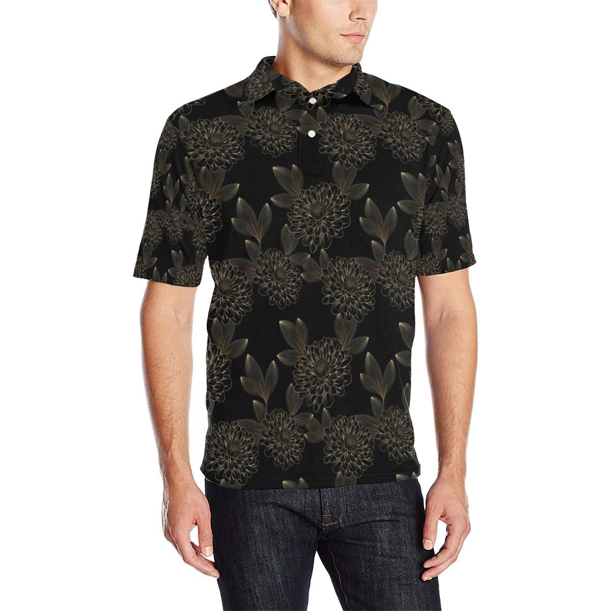 Dahlia Pattern Print Design Dh04 Men Polo Shirt Dahlia Pattern Print Design Dh04 Men Polo Shirt