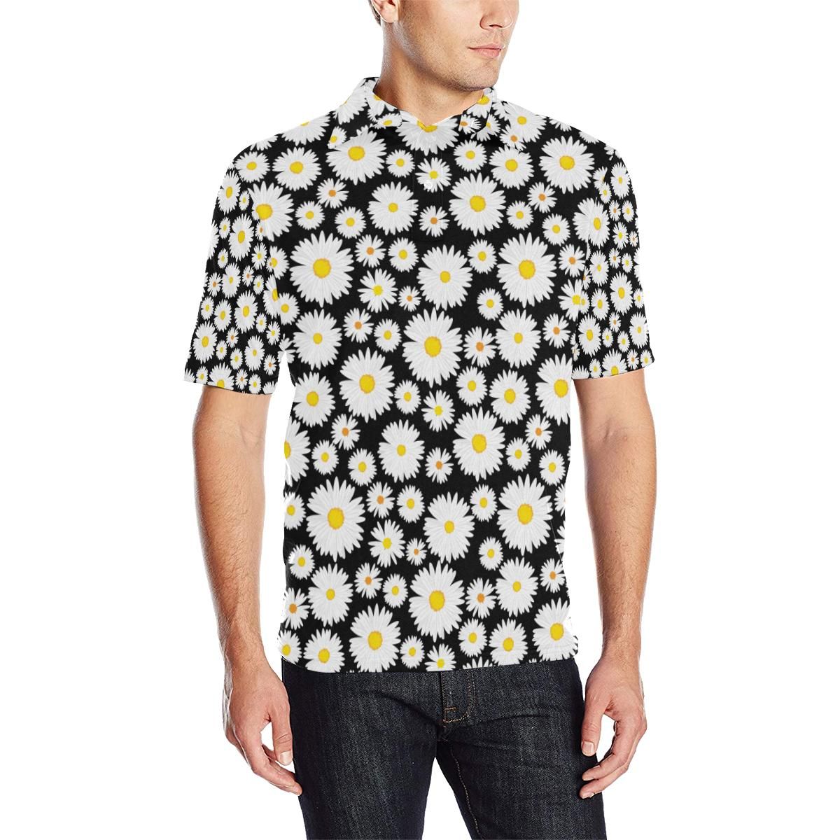 Daisy Pattern Print Design 01 Men Polo Shirt Daisy Pattern Print Design 01 Men Polo Shirt