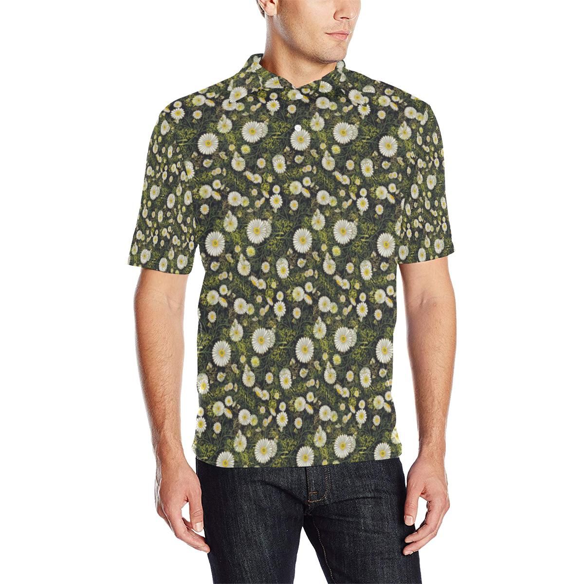 Daisy Pattern Print Design 03 Men Polo Shirt Daisy Pattern Print Design 03 Men Polo Shirt