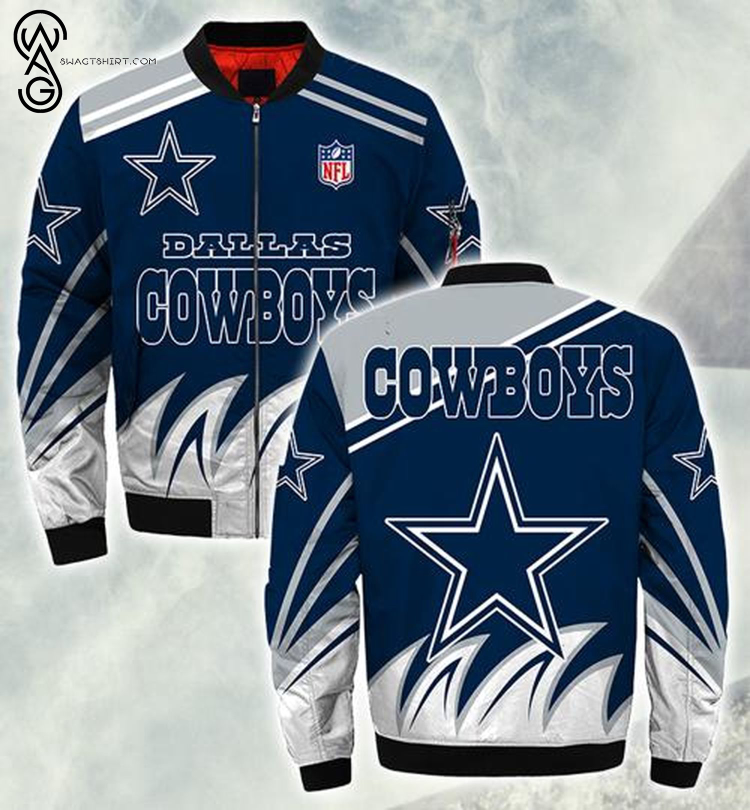 Dallas Cowboys Team Nfl All Over Printed Bomber Jacket Dallas Cowboys Team Nfl All Over Printed Bomber Jacket
