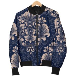 Damask Pattern Print Women Casual Bomber Jacket