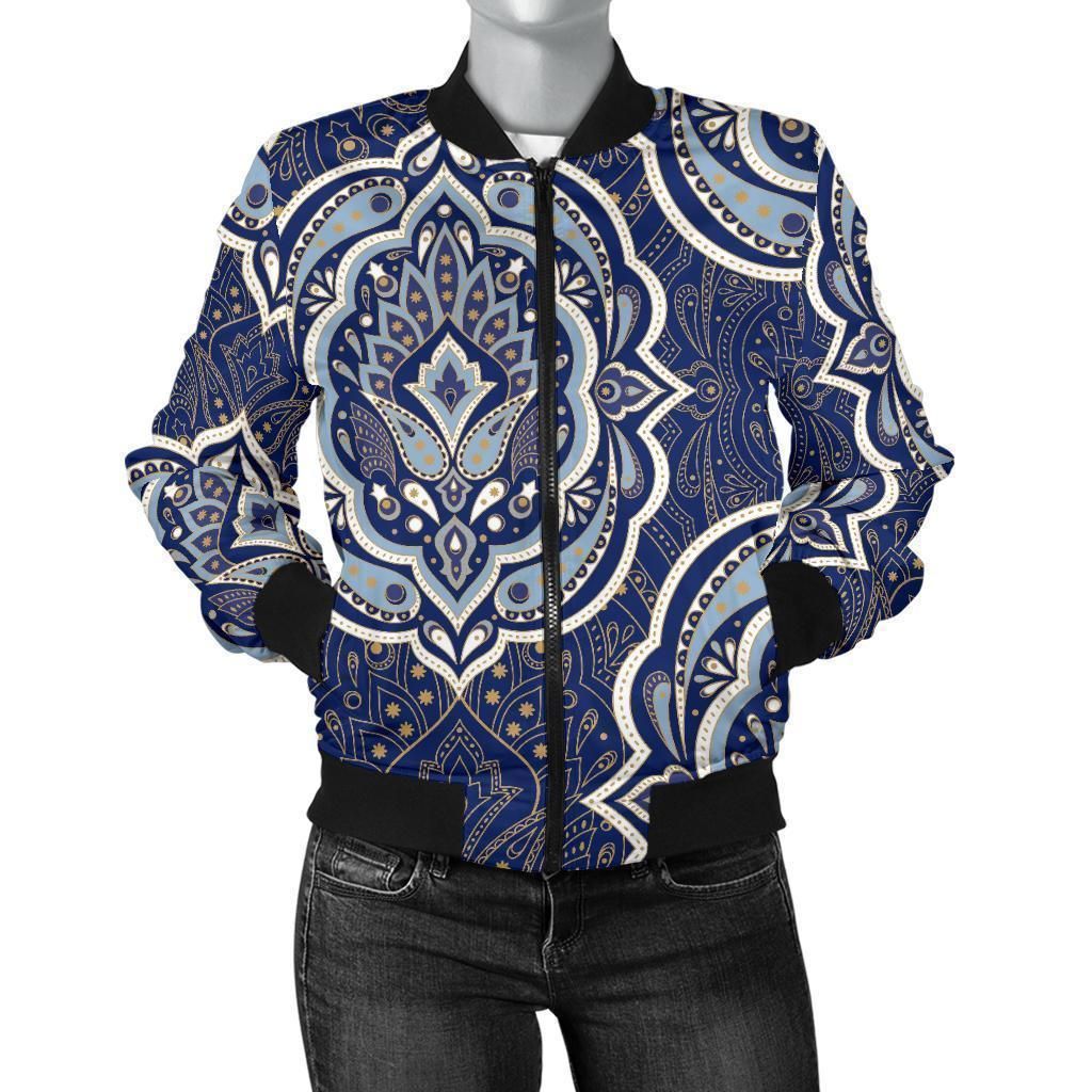 Damask-Print-Pattern-Women-Casual-Bomber-Jacket-1