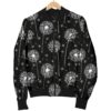 Dandelion Black Pattern Print Women Casual Bomber Jacket