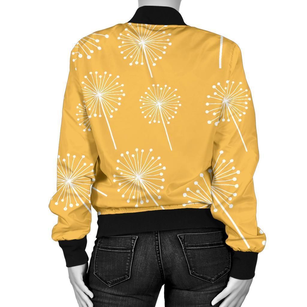 Dandelion-Yellow-Pattern-Print-Women-Casual-Bomber-Jacket-2