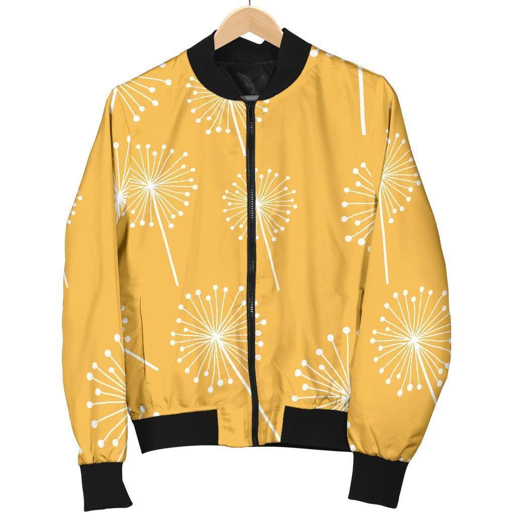 Dandelion Yellow Pattern Print Women Casual Bomber Jacket Dandelion Yellow Pattern Print Women Casual Bomber Jacket