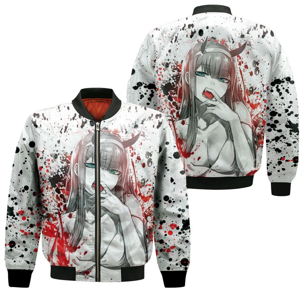 Darling In The Franxx Zero Two 3D Printed Hoodie Bomber Jacket Darling In The Franxx Zero Two 3D Printed Hoodie Bomber Jacket