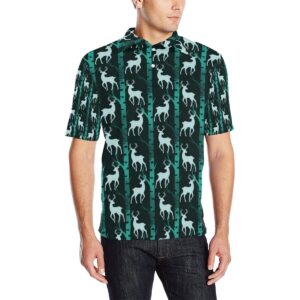Deer Jungle Print Pattern Men Polo Shirt