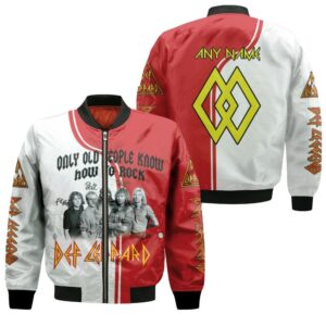Def Leppard Only Old People Know How To Rock Signed 3D Designed Allover Gift With Custom Name Number For Def Leppard Fans.jpg Bomber Jacket