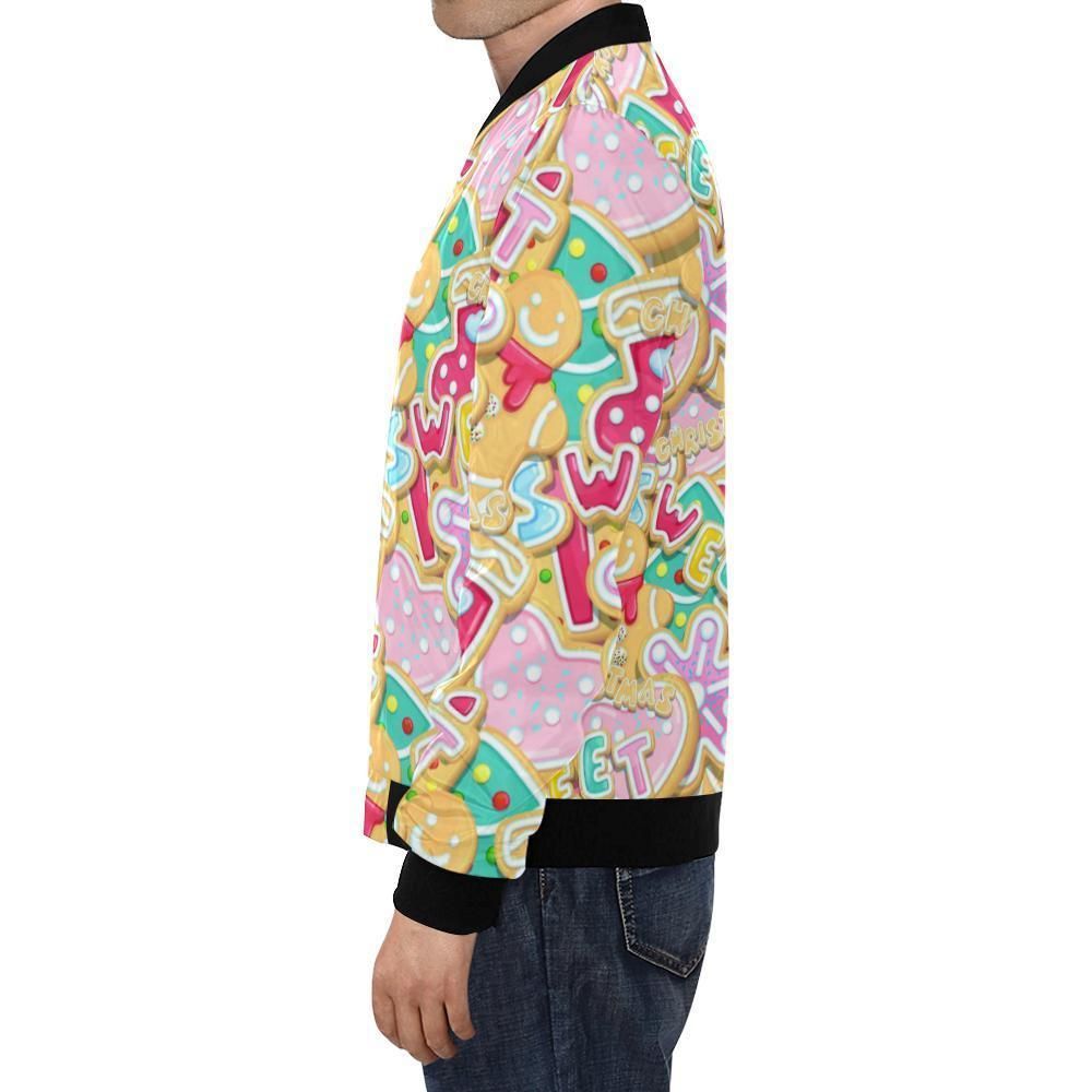Dessert-Gingerbread-Man-Chirstmas-Pattern-Print-Mens-Bomber-Jacket-1
