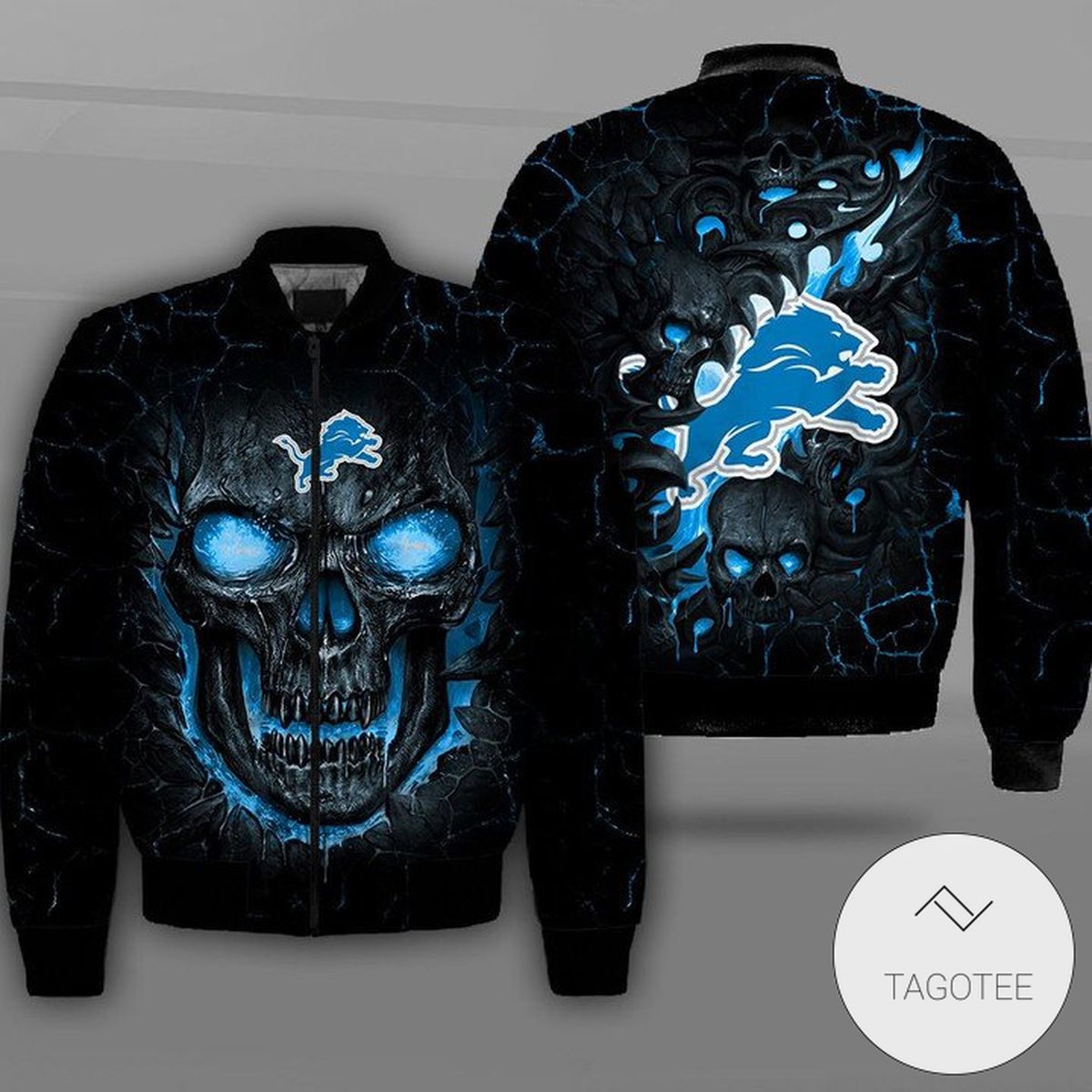 Detroit Lions Lava Skull Full Print Bomber Jacket Detroit Lions Lava Skull Full Print Bomber Jacket