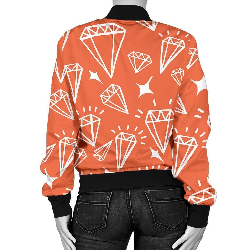 Diamond-Orange-Print-Pattern-Women-Casual-Bomber-Jacket-2