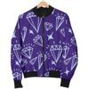 Diamond Purple Print Pattern Women Casual Bomber Jacket