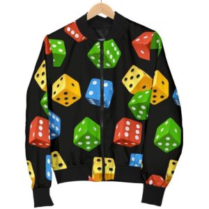 Dice Colorful Pattern Print Women Casual Bomber Jacket