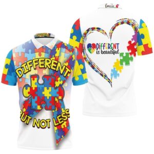 Different But Not Less Puzzle Autism Polo Shirt