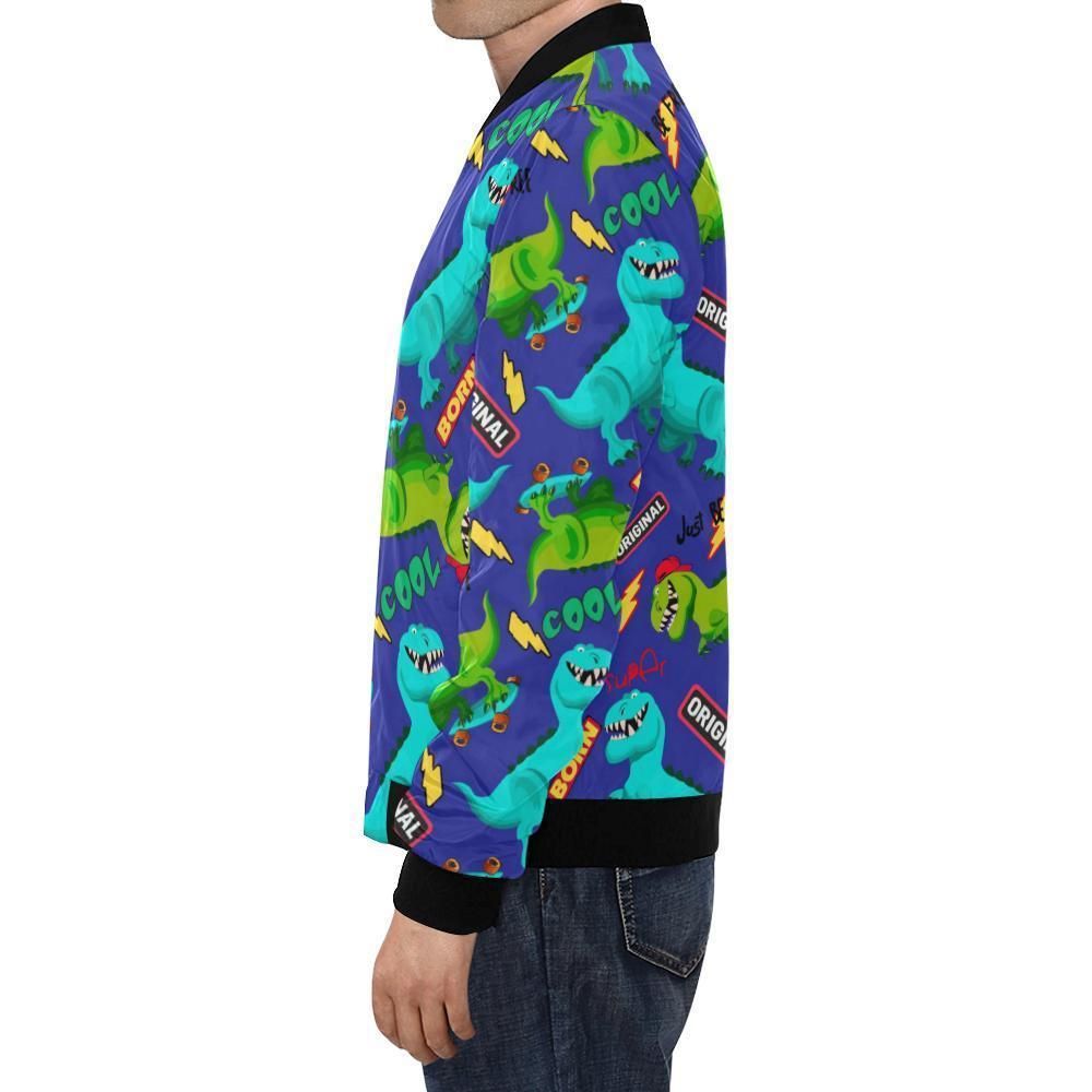 Dino-Dinosaur-Cartoon-Pattern-Print-Mens-Bomber-Jacket-1