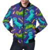 Dino Dinosaur Cartoon Pattern Print Mens Bomber Jacket