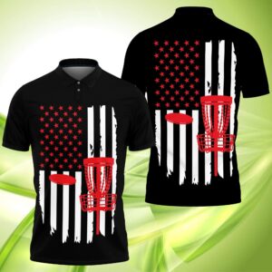Disc Golf American Flag Polo Shirt #Kv