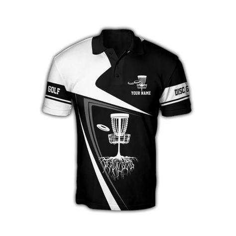 Disc Golf Love Black And White Custom Name 3D Polo Shirt Disc Golf Love Black And White Custom Name 3D Polo Shirt