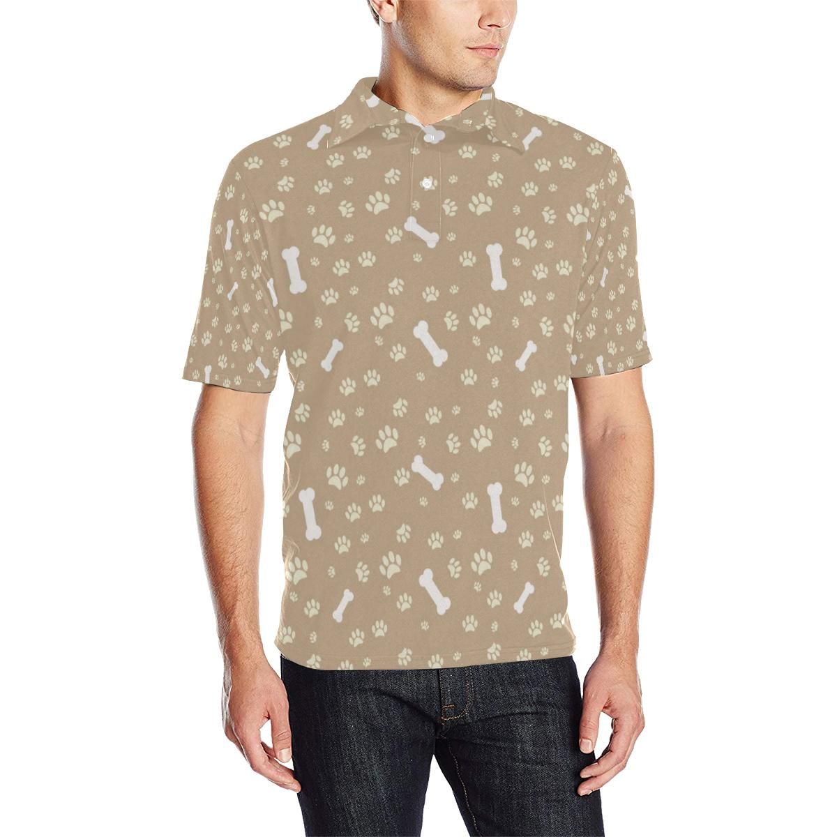 Dog Bone Paw Pattern Print Design 01 Men Polo Shirt Dog Bone Paw Pattern Print Design 01 Men Polo Shirt