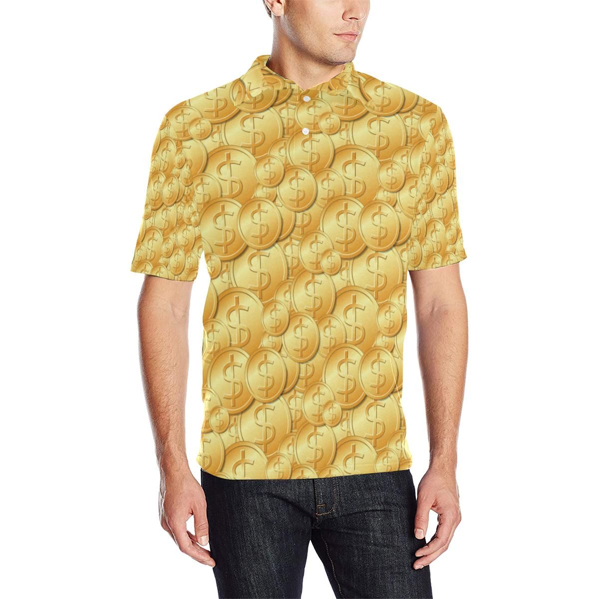 Dollar Pattern Print Design Do03 Men Polo Shirt Dollar Pattern Print Design Do03 Men Polo Shirt
