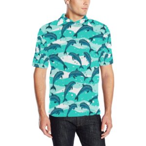 Dolphin Design Print Pattern Men Polo Shirt