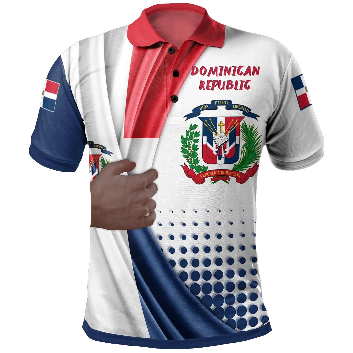 Dominican Republic Polo Shirt - Flag And Coat Of Arms - BN25 Dominican Republic Polo Shirt - Flag And Coat Of Arms - BN25