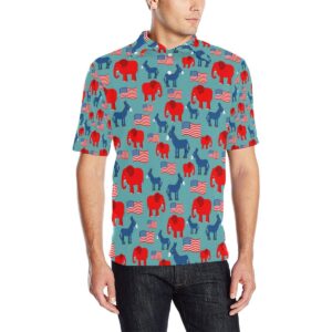 Donkey Red Elephant Pattern Print Design 03 Men Polo Shirt