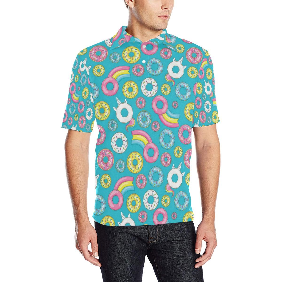 Donut Pattern Print Design Dn013 Men Polo Shirt Donut Pattern Print Design Dn013 Men Polo Shirt