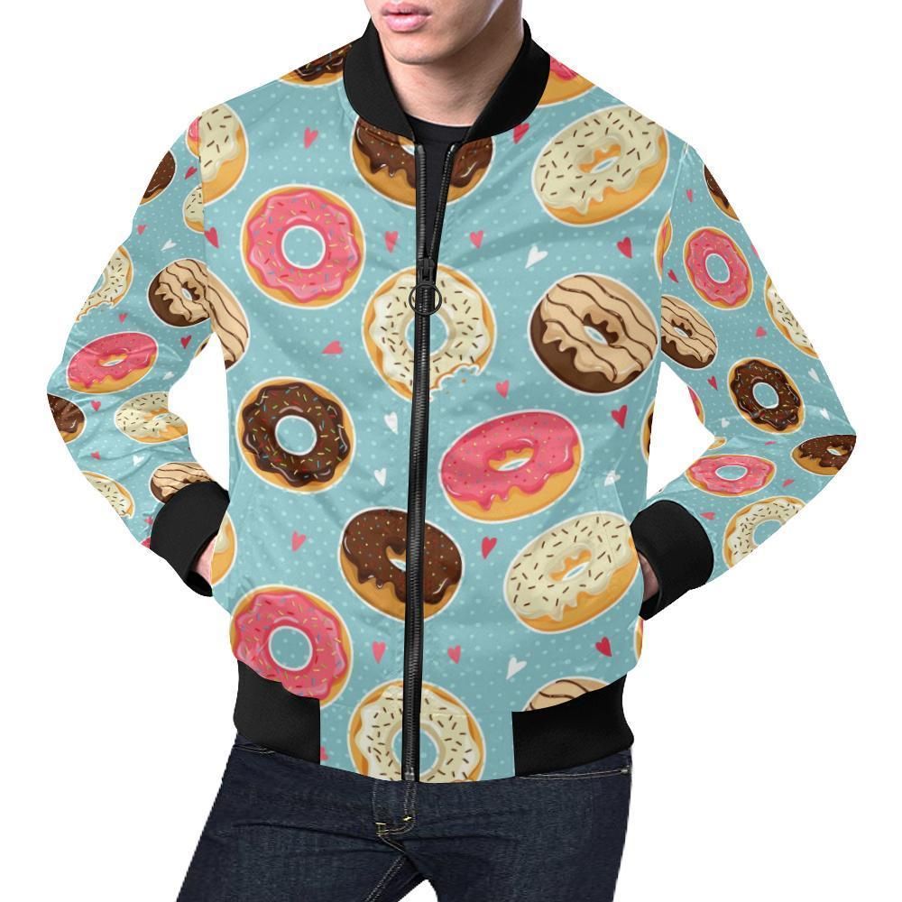 Donut Pattern Print Mens Bomber Jacket Donut Pattern Print Mens Bomber Jacket