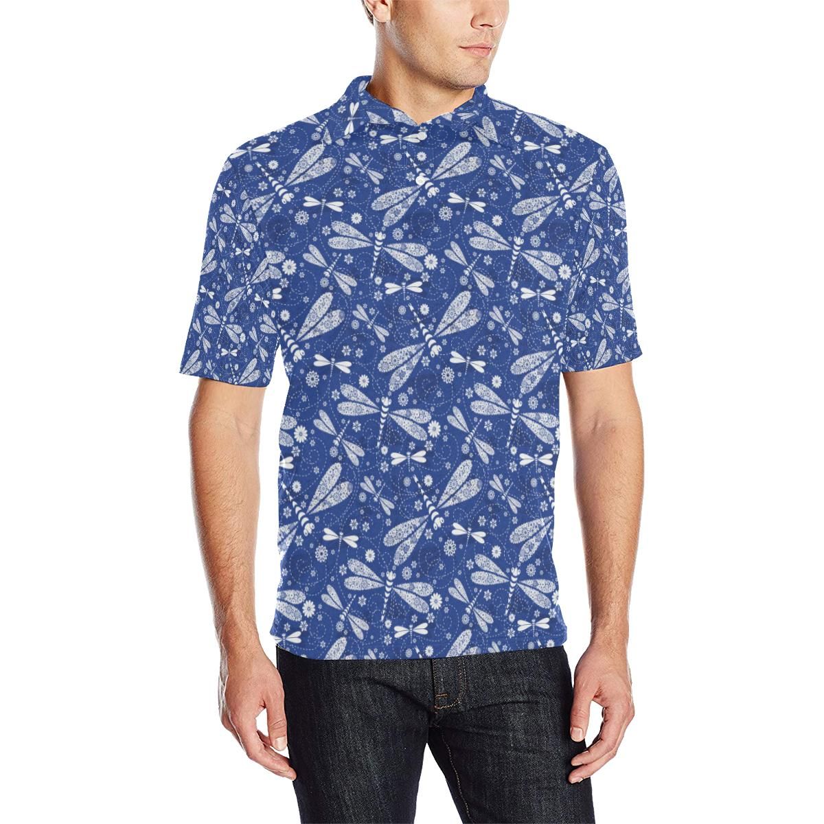 Dragonfly Pattern Print Design 03 Men Polo Shirt Dragonfly Pattern Print Design 03 Men Polo Shirt
