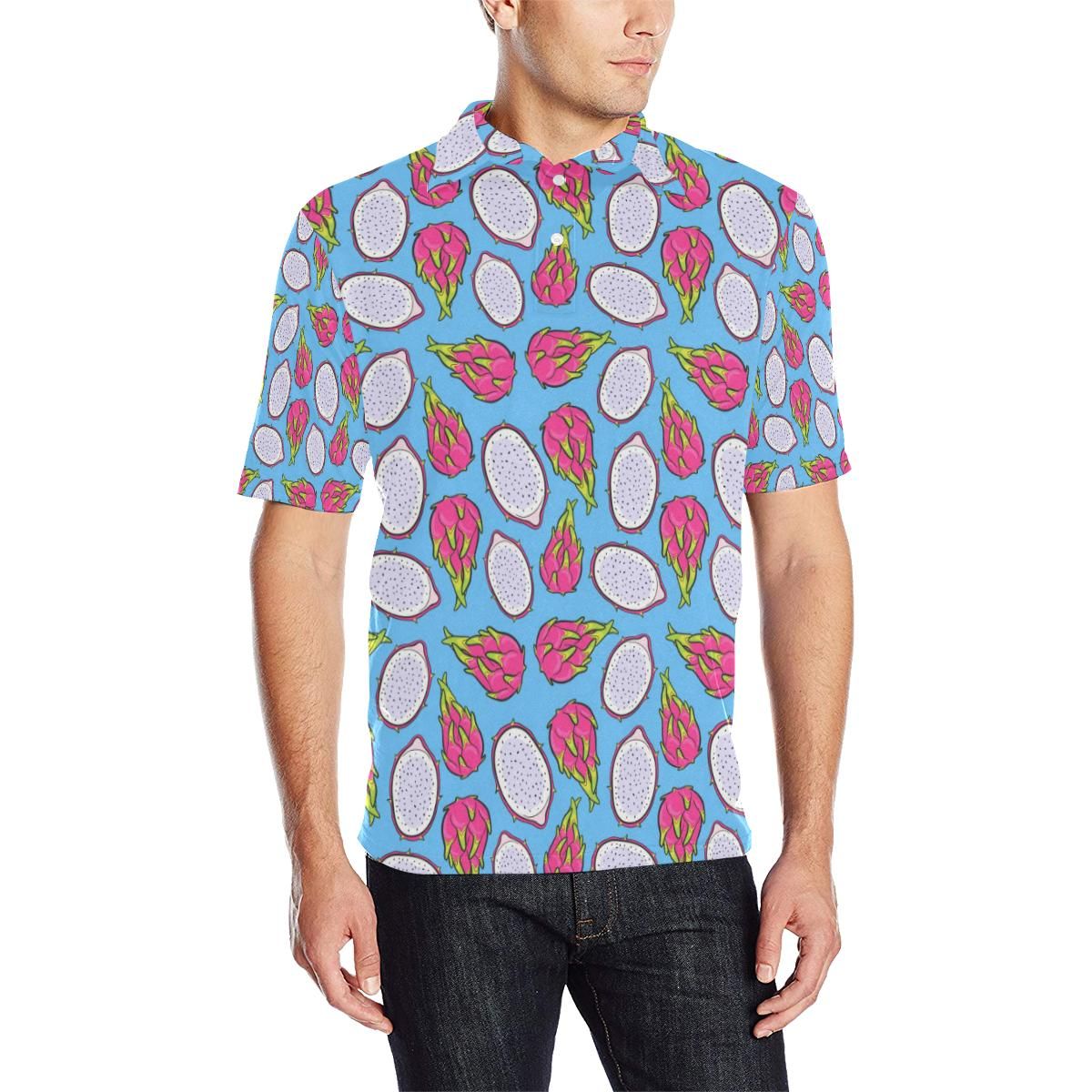 Dragonfruit Pattern Print Design Df04 Men Polo Shirt Dragonfruit Pattern Print Design Df04 Men Polo Shirt