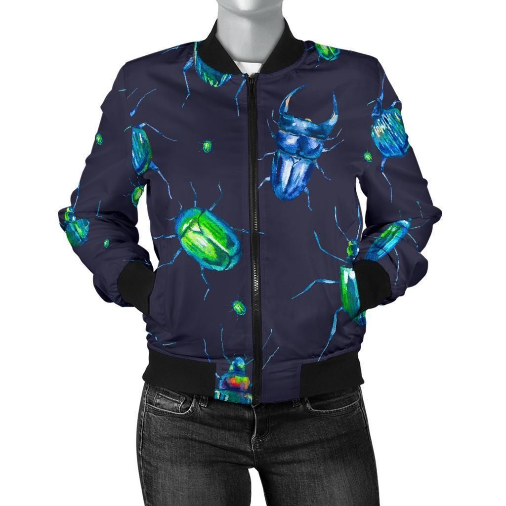 Drawing-Bug-Pattern-Print-Women-Casual-Bomber-Jacket-1