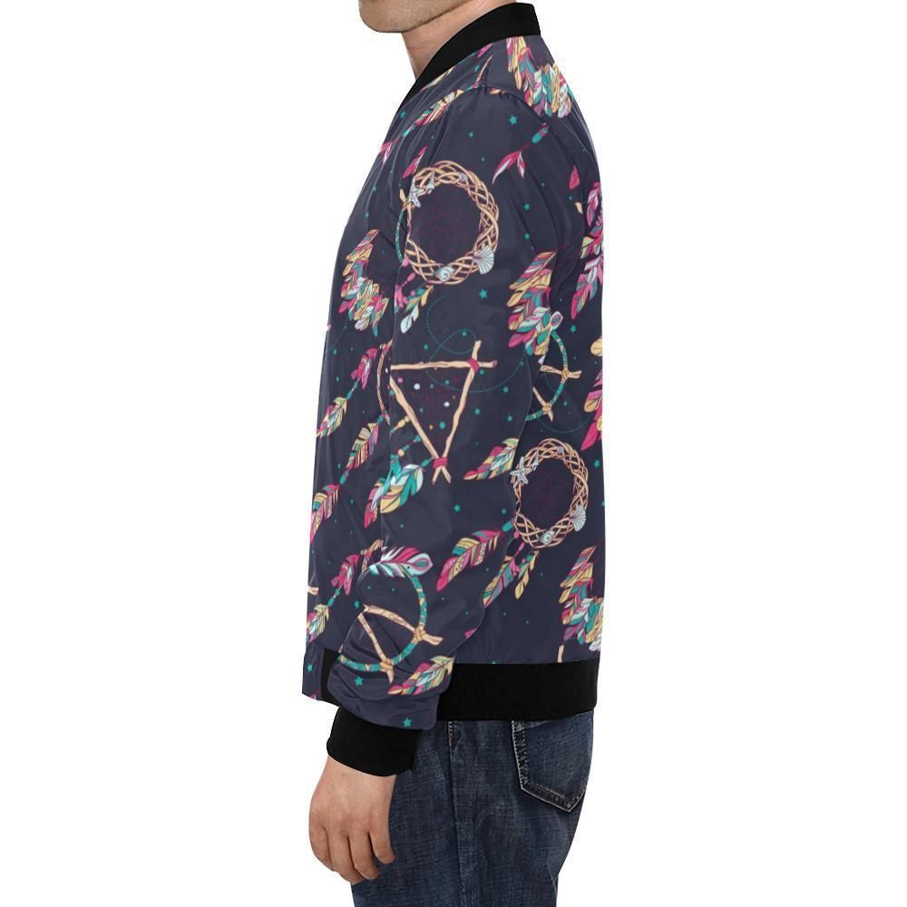Dream-Catcher-Boho-Feather-Pattern-Print-Mens-Bomber-Jacket-1-1