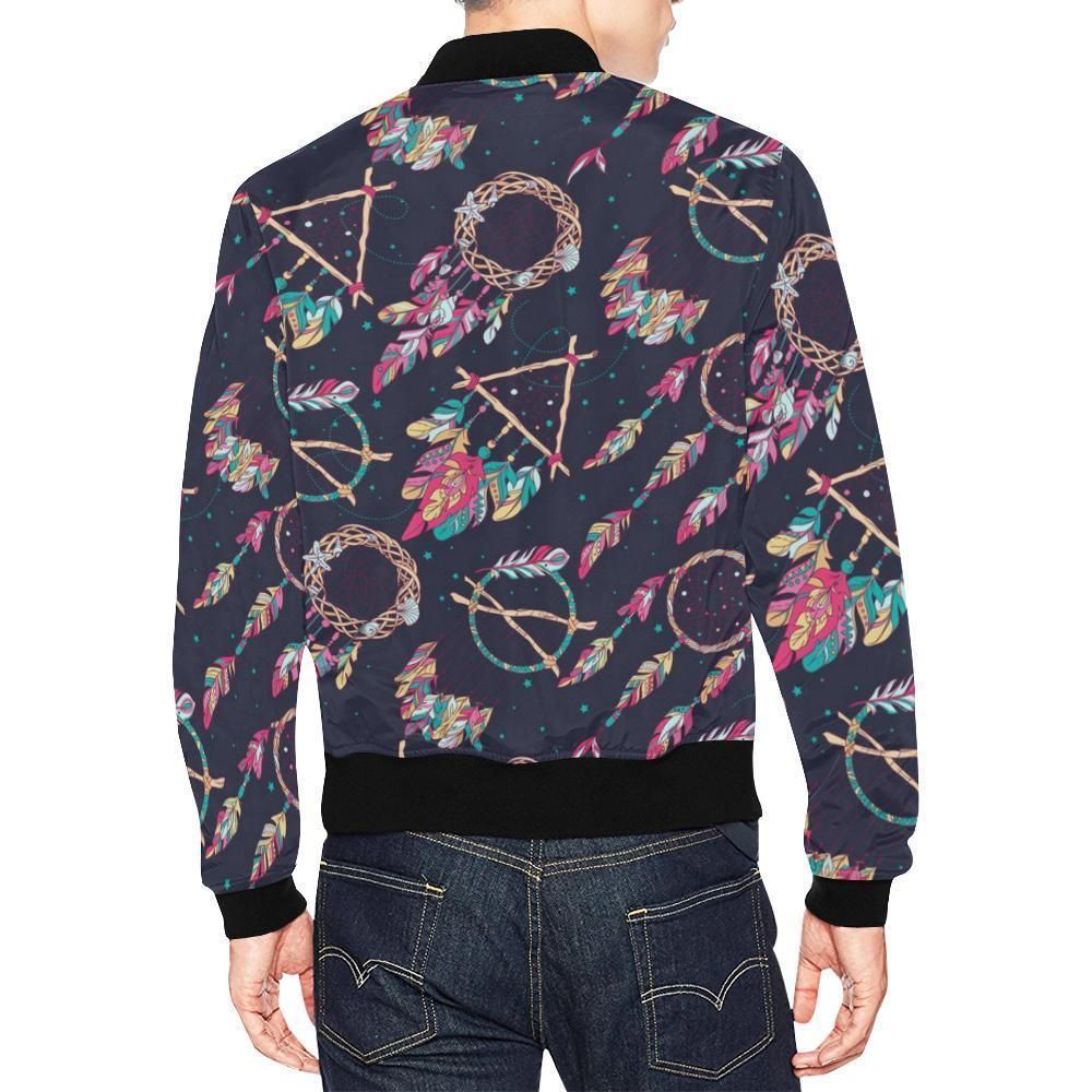 Dream-Catcher-Boho-Feather-Pattern-Print-Mens-Bomber-Jacket-2-1