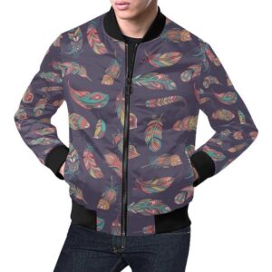 Dream Catcher Boho Feather Pattern Print Mens Bomber Jacket