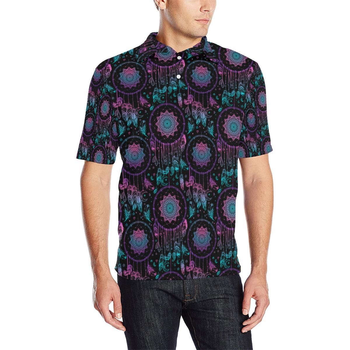Dream Catcher Boho Mandala Men Polo Shirt Dream Catcher Boho Mandala Men Polo Shirt