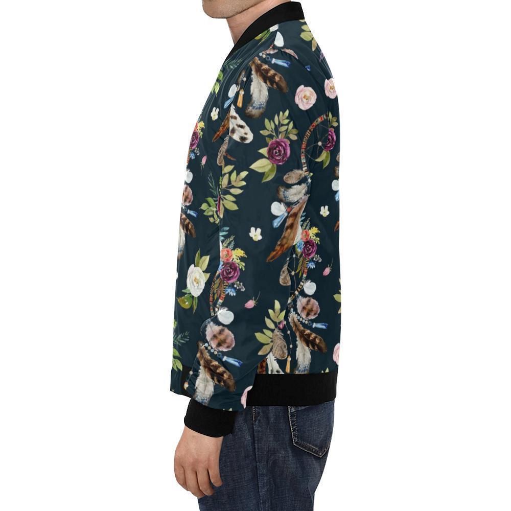 Dream-Catcher-Feather-Boho-Pattern-Print-Mens-Bomber-Jacket-1