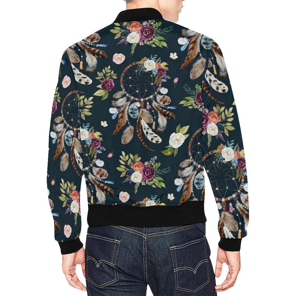 Dream-Catcher-Feather-Boho-Pattern-Print-Mens-Bomber-Jacket-2