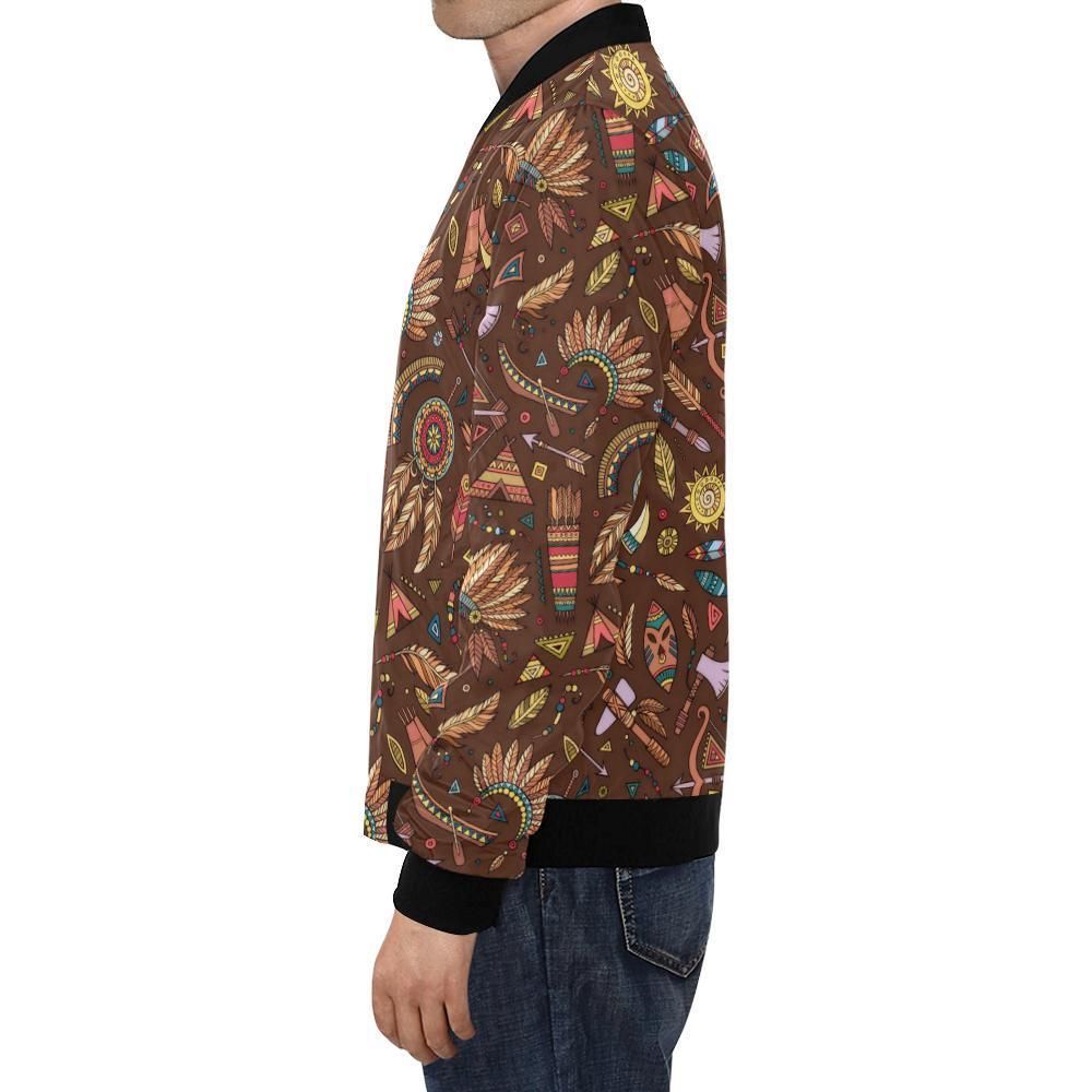 Dream-Catcher-Native-American-Boho-Feather-Pattern-Print-Mens-Bomber-Jacket-1