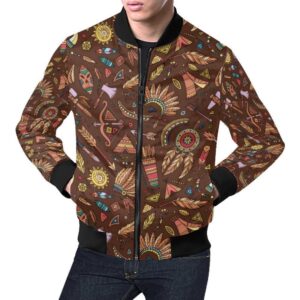 Dream Catcher Native American Boho Feather Pattern Print Mens Bomber Jacket