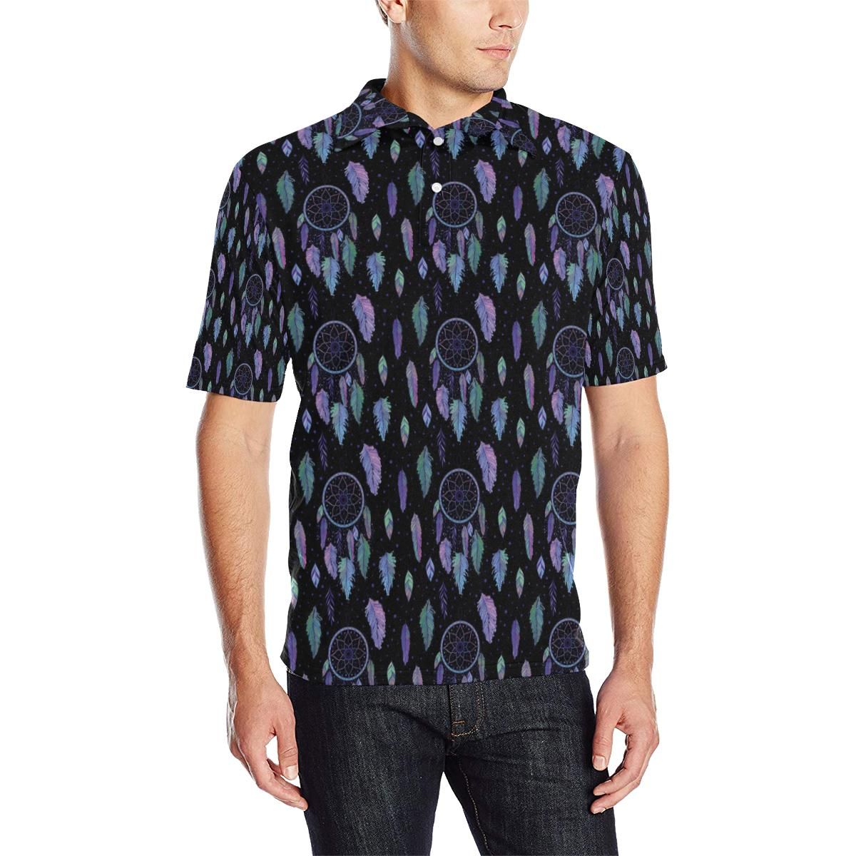 Dream Catcher Tribal Design Men Polo Shirt Dream Catcher Tribal Design Men Polo Shirt