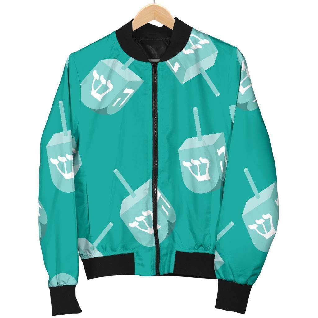 Dreidel Pattern Print Women Casual Bomber Jacket Dreidel Pattern Print Women Casual Bomber Jacket