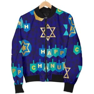 Dreidel Print Pattern Women Casual Bomber Jacket
