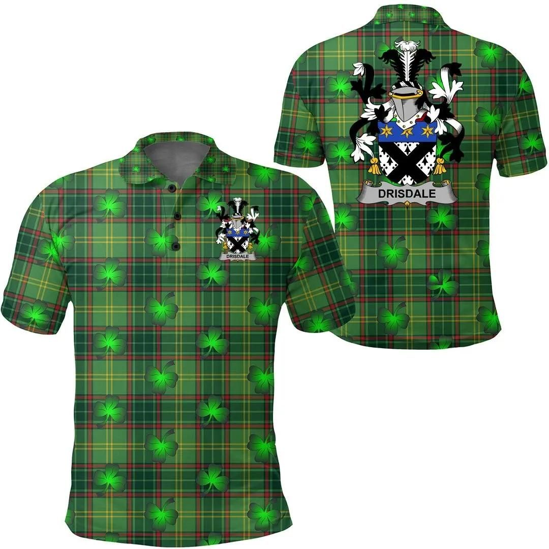 Drisdale Ireland Polo Shirt - Irish National Plaid with Shamrock - Irish Family Crest A7 Drisdale Ireland Polo Shirt - Irish National Plaid with Shamrock - Irish Family Crest A7