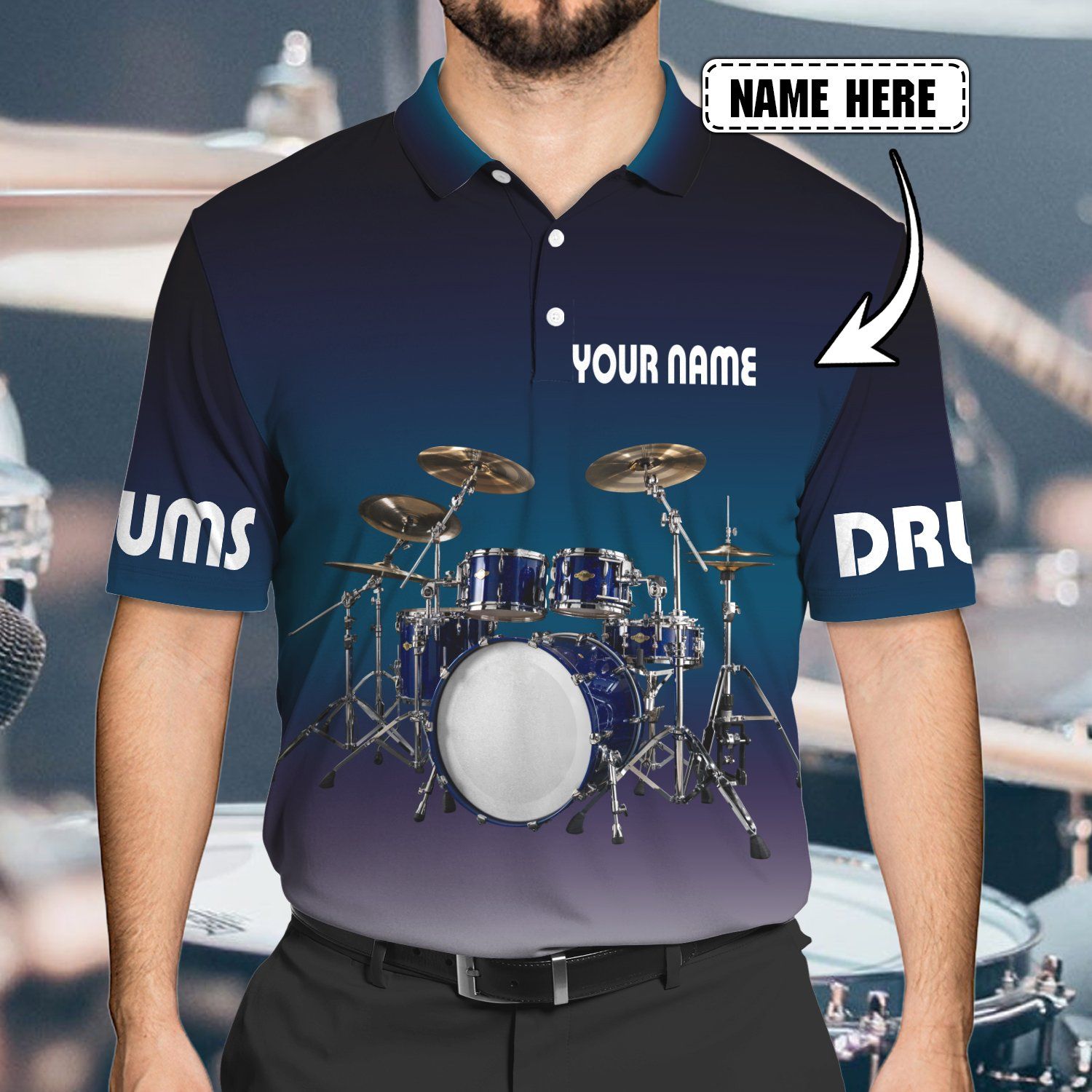 Drum Custom Name 3D Polo shirt Drum Custom Name 3D Polo shirt