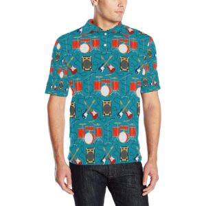 Drum Set Guitar Pattern Print Design 02 Men Polo Shirt