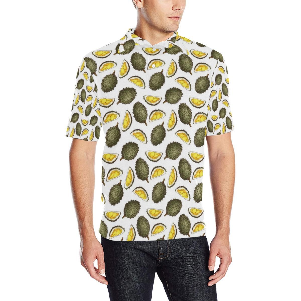 Durian Pattern Print Design Dr03 Men Polo Shirt Durian Pattern Print Design Dr03 Men Polo Shirt