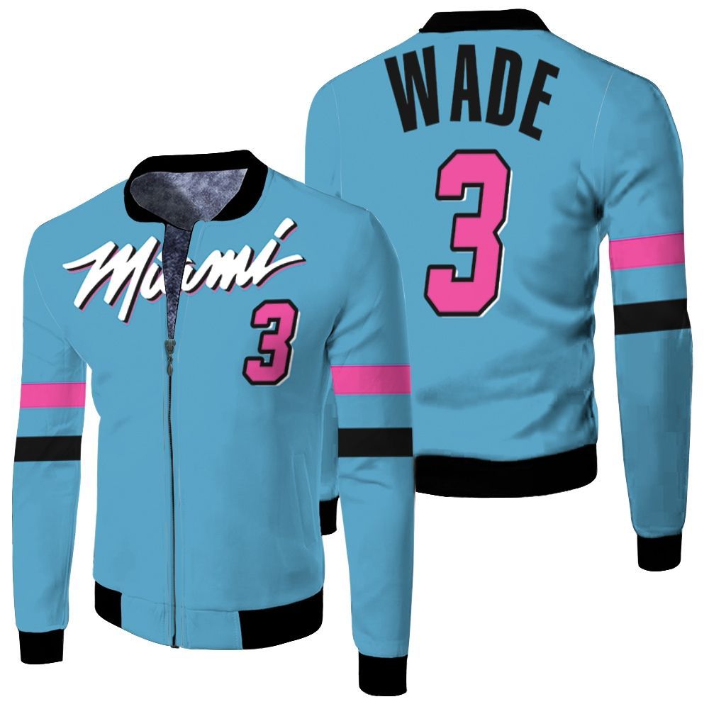 Dwyane Wade Heat 2020 Blue City Edition Jersey Inspired Bomber Jacket Dwyane Wade Heat 2020 Blue City Edition Jersey Inspired Bomber Jacket