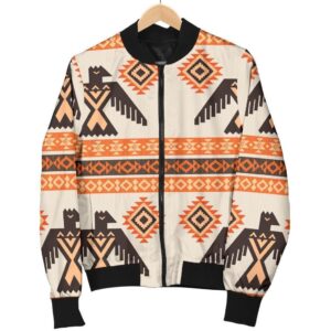 Eagle Aztec Print Pattern Women Casual Bomber Jacket